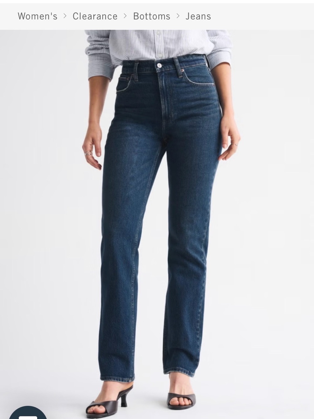 Abercrombie & Fitch Women's Straight-Leg Jeans in Dark Blue